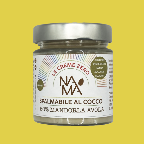 Crema Spalmabile al Cocco e Mandorle, Senza Zuccheri Aggiunti
