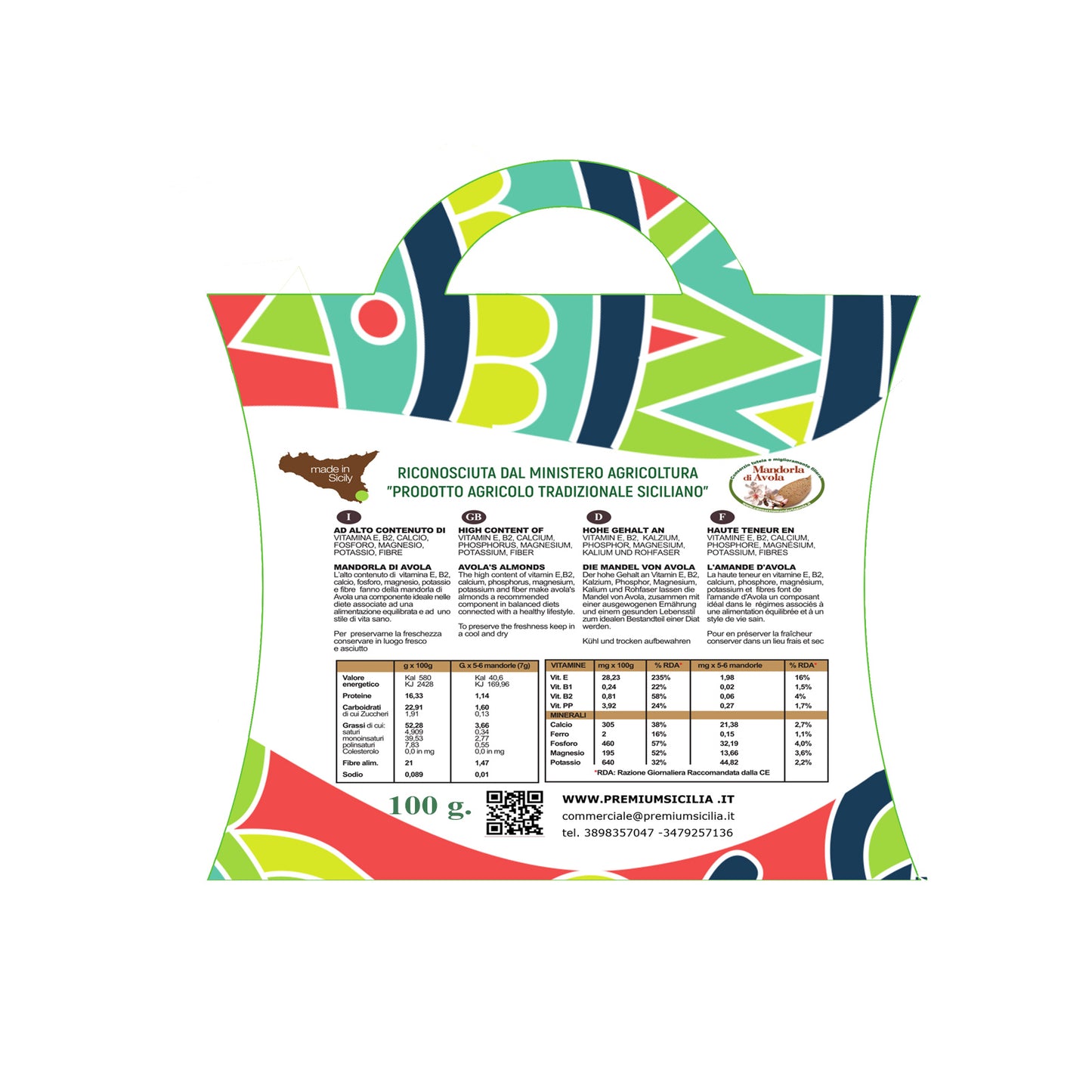 Mandorla di Avola 100 gr.  Borsetta